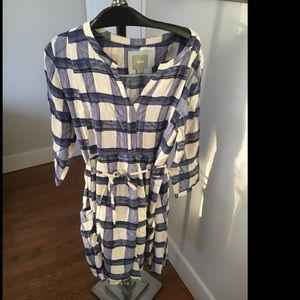 Anthropologie Maeve Blue Plaid Dress